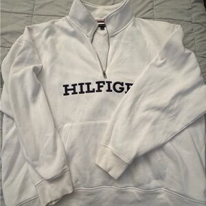 Tommy Hilfiger White Zip-Up Sweater